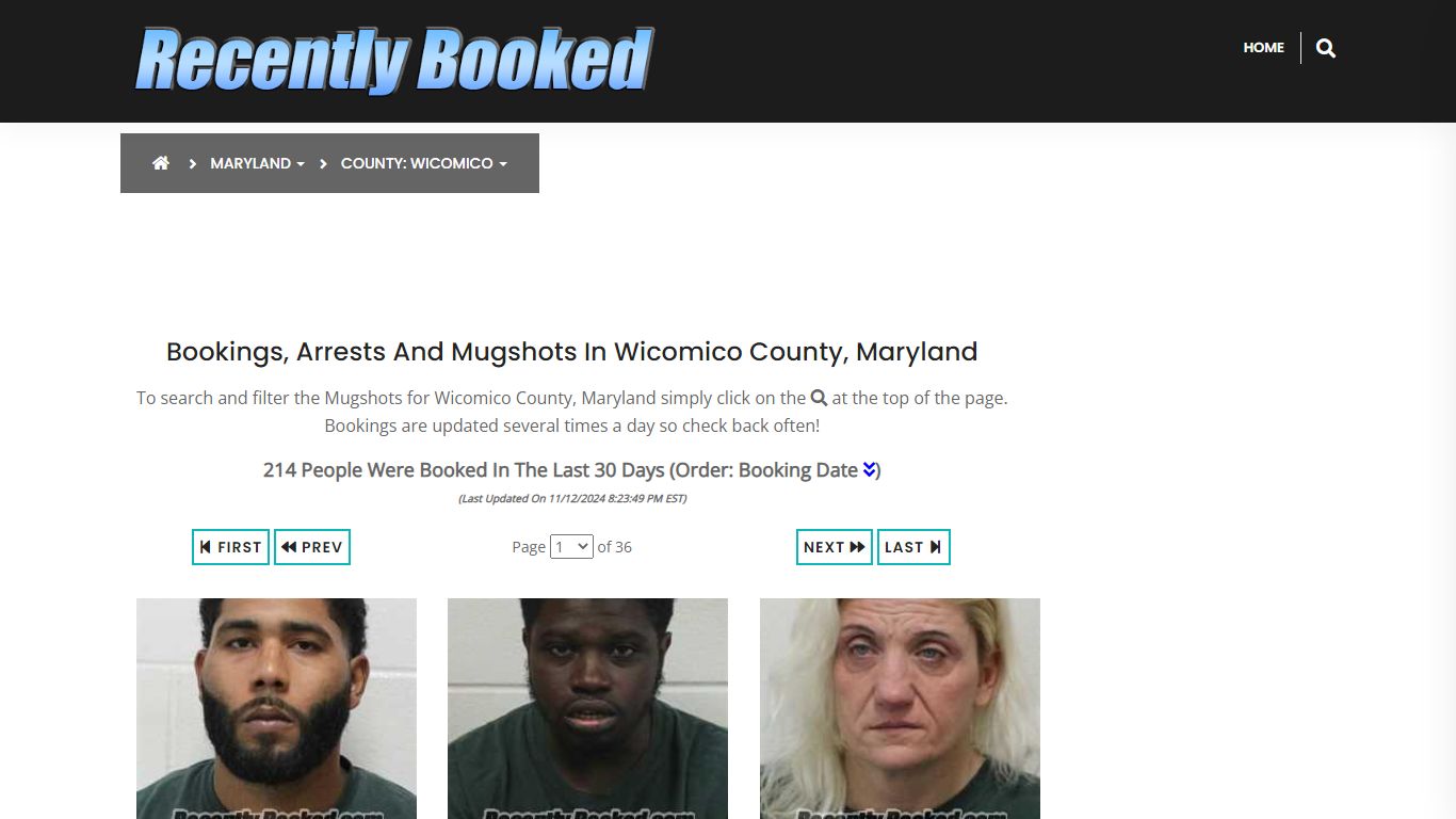 Bookings, Arrests and Mugshots in Wicomico County, Maryland