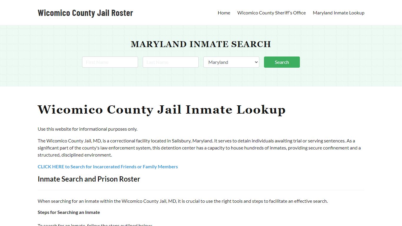 Wicomico County Jail Roster Lookup, MD, Inmate Search