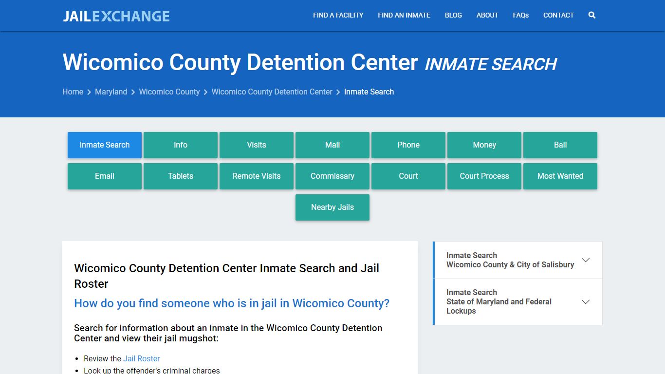 Wicomico County Detention Center Inmate Search - Jail Exchange